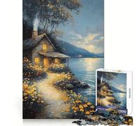 Cozy Cottage by The Lake 1000 Pieces Jigsaws Adults Puzzles Strong Memory, Precise Joint, Joyful Challenge, Room Art (38x52cm)