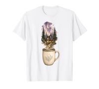 Cozy Cottage Coffee Moon Forest Dreamy Bookish Autumn Art T-Shirt