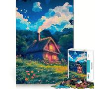 Cozy Cottage Floral Meadow Jigsaw Puzzles 1000 Pieces for Adults Mental Boost, Premium Print, Fun Challenge, (50x75cm)