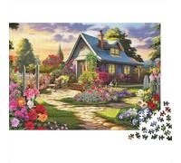 Cozy Cottage Garden Jigsaw Puzzles Puzzle for Adults Kids. 1000 Piece Interesting Whimsical Challenge Toy Educational Games Home Decoration for Educational Games Gifts 52x38cm/1000pcs