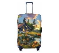 Cozy Cottage Lakeside Sunset Travel Luggage Covers - Elasticity Suitcase Covers Protector for Luggage 18-32 Inch