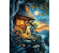 Cozy Cottage with A Cat in The Window 300 Piece Complete Premium Jigsaw Puzzle Science Fiction Magical Dream Collectors Mind Relaxation Educational Decorative Puzzle Gifts for Adults Premium Cardboa