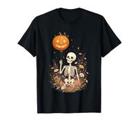 Cozy Cottagecore Skeleton Wildflower Nature Goth T-Shirt