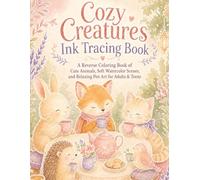 Cozy Creatures Ink Tracing Book: A Reverse Coloring Book of Cute Animals, Soft Watercolor Scenes, and Relaxing Pen Art for Adults & Teens