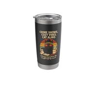 Cozy Crime Analyst Messy Bun Cat True Crime Stainless Steel Insulated Tumbler