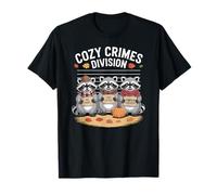 Cozy Crimes Division Funny Fall Raccoons Autumn Leaves T-Shirt