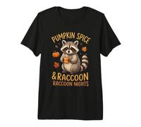Cozy Critter Autumn Raccoon in Pumpkin Lights Fall Premium T-Shirt