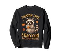 Cozy Critter Autumn Raccoon in Pumpkin Lights Fall Sweatshirt