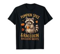 Cozy Critter Autumn Raccoon in Pumpkin Lights Fall Value Graphic T-Shirt