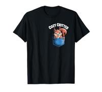 Cozy Critter - Cute Squirrel in Pocket Cartoon Design T-Shirt