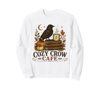Cozy Crow Cafe Vintage Autumn Coffee Book Lover Design Sweatshirt