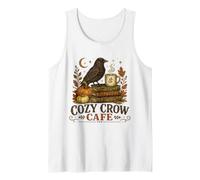 Cozy Crow Cafe Vintage Autumn Coffee Book Lover Design Tank Top