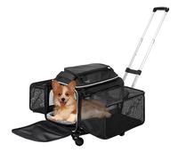 Cozy Cruiser Airline Approved Top-Expanding Pet Carrier on Wheels- Extra Spacious Soft Lined Carrier! 18x11x11 (Expandable Sides)