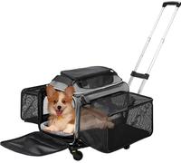 Cozy Cruiser Airline Approved Top-Expanding Pet Carrier on Wheels- Extra Spacious Soft Lined Carrier! 18x11x11 (Grey, Expanding Sides)