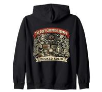 Cozy Cryptid Library Booked Solid Reader Fantasy Books Read Zip Hoodie