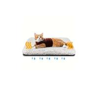 Cozy Cuddle Self-Heating Pet Bed, Thermal Self Warming Cat Mat & Pad, Washable Noiseless Fleece Warmer, Non-Slip Safety for Indoor Floor, Outdoor Crates & Feral Cat House (Grayish White, Small)