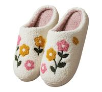 Cozy Cute Furry House Slippers for Women，Warm Indoor Non-Slip Fall Winter Spring Comfy Shoes Suitable for cold weather (D,9)