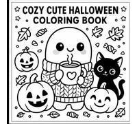 Cozy Cute Halloween Coloring Book for Kids: Bold and Easy Kawaii Ghosts, Pumpkins, Cats & Fun Fall Scenes for kids
