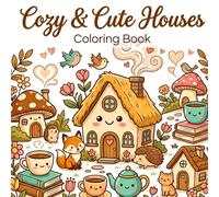 Cozy & Cute Houses Coloring Book for Teens & Adults: 45+ Bold & Easy Cottages with Fuzzy Bears, Cute Dogs, Woodland Animals, Plants & Charming Decor Accents
