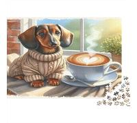 Cozy Dachshund Coffee 1000 Piece Jigsaw Puzzles for Adults in Vibrant Colours Colourful Jigsaws As An Aesthetic Jigsaw Puzzle for Home Decor Puzzle 70x50cm/1000pcs