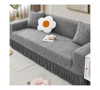 Cozy Dark Gray Stretch Leaf Pattern Sofa Slipcovers with Ruffle SkirtEasy Fit for 1Seater Armchair & 5Seater (305360cm) Soft Fur Cover for Ultimate Comfort