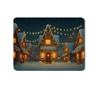 Cozy Dish Drying Mats for Kitchen Counter, Dark Blue Winter Houses Absorbent Rubber Dish Mat, Holiday Snowy Scene Drying Pad for Kitchen Counter 18x24 Inch