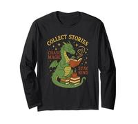 Cozy Dragon Reading Coffee Stay Kind Librarian Bookworm Long Sleeve T-Shirt