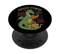 Cozy Dragon Reading Coffee Stay Kind Librarian Bookworm PopSockets Adhesive PopGrip