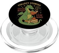Cozy Dragon Reading Coffee Stay Kind Librarian Bookworm PopSockets PopGrip for MagSafe