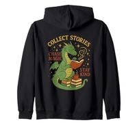 Cozy Dragon Reading Coffee Stay Kind Librarian Bookworm Zip Hoodie