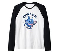 Cozy Dreidel Shine Bright Hanukkah Design Raglan Baseball Tee