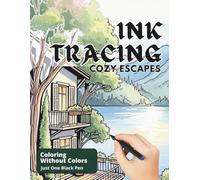 Cozy Escapes - Stress Relief Ink Tracing Coloring Book: Fill The White Lines With One Black Pen To Reveal Peaceful Scenes - For Teens And Adults (Ink Bliss - Reverse Coloring Books)