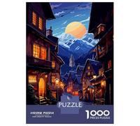 Cozy European Alley Art 1000 Piece Jigsaw Puzzle, Historic Square Architecture, Weekend Hobby, Matte Printed Jigsaw, Family Night Game for Families, 52x38cm/1000pcs