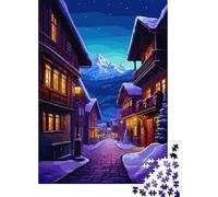 Cozy European Village Art Jigsaw Puzzle 1000 Pieces, Historic Square Architecture, Thick Cardboard Pieces, Birthday Gift for Home Décor Fans, Paper Board, 52x38cm/1000pcs