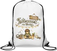 Cozy evening for introverted relaxation Gym Sack Casual Drawstring Bag White