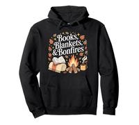 Cozy Fall Books Blankets Bonfires Autumn Reading Vibes squad Pullover Hoodie