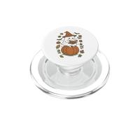 Cozy Fall Ghost Reading on Pumpkin Retro Halloween Vibes PopSockets PopGrip for MagSafe