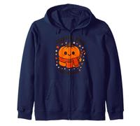 Cozy Fall Vibes Pumpkin Autumn Design Zip Hoodie