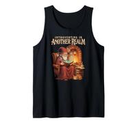 Cozy Fantasy Introvert Wizard Reading Sleeping Cat Tank Top