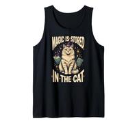 Cozy Fantasy Wizard Cat Magic Spell Book Tank Top