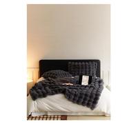 Cozy Faux Rabbit Fur Blanket - Soft Warm Double-Sided Bedspread for Sofa & Couch | Winter Bubble Blanket in Grey 160x200cm - Perfect for Home Decor