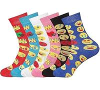 Cozy Flair 12 Pairs Ladies Multi-Colour Funky Design Cotton Blend Socks | Emoji, Halloween, Striped, Horse & Argyle Patterns | Women's Office & Everyday Work Socks | Assorted Designs | UK Size 4-7