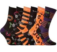 Cozy Flair 12 Pairs Ladies Multi-Colour Funky Design Cotton Blend Socks | Halloween, Striped, Horse & Argyle Patterns | Women's Office & Everyday Work Socks | Assorted Designs | Size UK 4-7