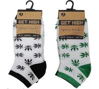 Cozy Flair 12 Pairs Men's Trainer Socks - Ganja Weed Leaf Print | Cannabis Marijuana Design | Cotton Rich | UK Size 6-11