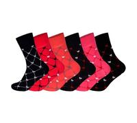 Cozy Flair 6 Pairs Diabetic Socks for Women - Non-Elastic Heart Design Circulatory Cotton With Extra Stretch & Easy Grip Comfort, Elastic Free UK Size 4-7 Soft for Sensitive Toes