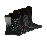 Cozy Flair 6 Pairs Non-Elastic Diabetic Mens Black Multi Colour Heel Socks - Easy Grip Loose Soft Top Cotton Diabetic Dotted Socks, Ideal for Daily Wear and Diabetes Care - UK Size 6-11