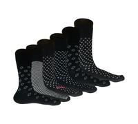 Cozy Flair 6 Pairs Non-Elastic Diabetic Mens Black Multi Colour Heel Socks - Easy Grip Loose Soft Top Cotton Diabetic Dotted Socks, Ideal for Daily Wear and Diabetes Care - UK Size 6-11