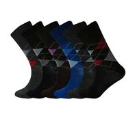Cozy Flair 6 Pairs Non-Elastic Diabetic Mens Classic Argyle Design Socks - Easy Grip Loose Soft Top Cotton Diabetic Socks, Ideal for Daily Wear and Diabetes Care - UK Size 6-11 Multipack