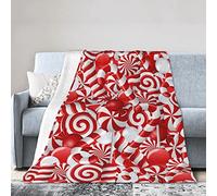 Cozy Flannel Blanket - Candy Canes Printed Soft Fleece Bed Blanket for Warmth and Comfort