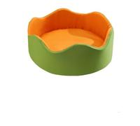 Cozy Flower-Shaped Pet Bed - Soft Ice Silk & PP Cotton Nest for Cats and Small Dogs - Comfortable Resting Spot with Curved Edges - Available in 3 Sizes and 2 Color Combinations (GreenOrange,M)